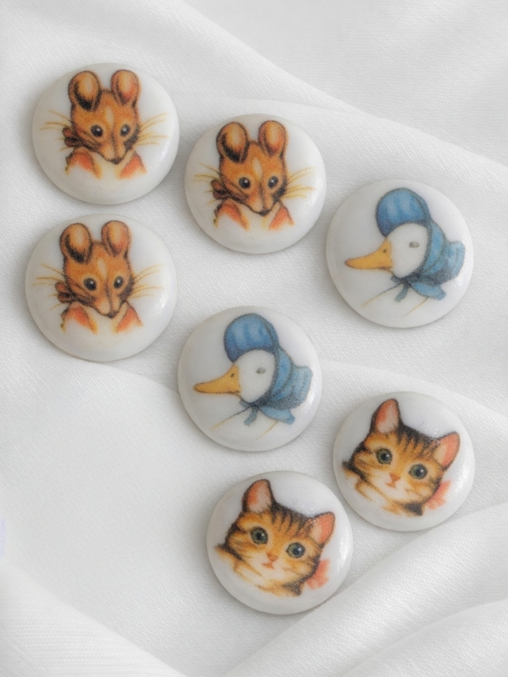 Beatrix Potter Buttons Mixed Lot 5/8" Jemima Moppet Hunca Munca